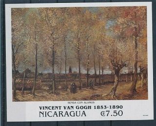 D280265 Paintings Art Van Gogh Senda Con Alamos S/s Mnh Nicaragua