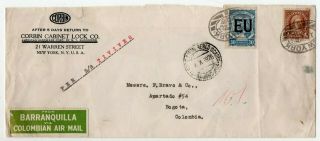 1926 Usa To Colombia Cover,  Rare Scadta Stamp,  S/s Tivives,  High Value