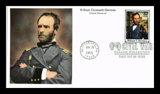 Dr Jim Stamps Us General William T Sherman Civil War Fdc Mystic Cover Gettysburg