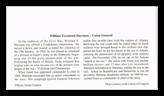 DR JIM STAMPS US GENERAL WILLIAM T SHERMAN CIVIL WAR FDC MYSTIC COVER GETTYSBURG 2