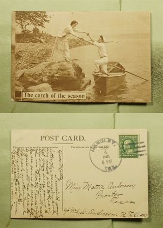 Dr Who 1911 Handley Tx Fishing/catch Of Season/love Postcard E51938