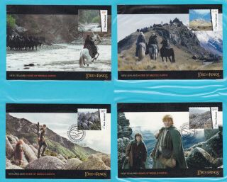 Zealand 2004 Lord Of The Rings Lotr Fdc Maxi Card 4 Different