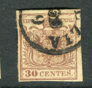 Austria; Lombardy 1850 Early Classic Imperf Issue Fine 30c.  Value