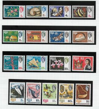 Fiji 1969 Definitives; Scott 260 - 76,  Sg 391 - 407; Mnh