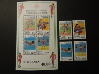 S 805 Sri Lanka 1992 Olympic Games Barcelona Set,  S/s Mnh