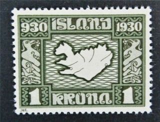 Nystamps Iceland Stamp 163 Og H $75