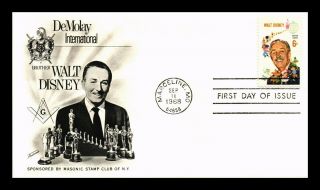 Dr Jim Stamps Us Walt Disney Masonic Fdc Cover De Molay International Scott 1355
