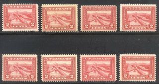 U.  S.  398 Nh (x8) - 1913 2c Pac - Pacific ($270)