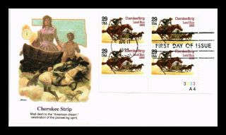 Dr Jim Stamps Us Cherokee Strip Land Run First Day Fleetwood Cover Block