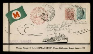 Dr Who 1946 Brazil Ss Mormacgulf Ship Maiden Voyage Bahia To Ny Usa E46725