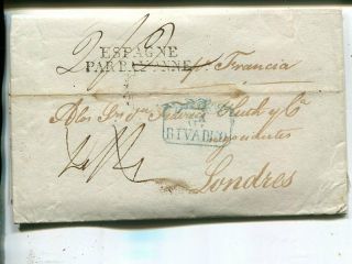 Spain Stampless Letter From Rivadeo To London 1827