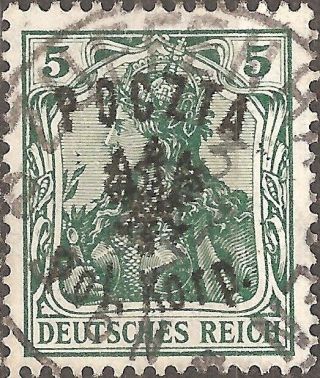 1918 1919 Poland 5 Pfg.  Poczta Pol.  Korp.  Eagle Overprint Local Issue Green