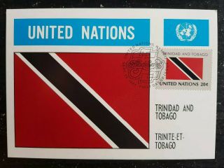 United Nation 1981 Maxi Card Fdc Flag Series Trinidad And Tobago