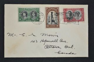 Canada,  Kgvi,  1939,  Fdc Of Royal Visit Stamps,  Royal Train Flag Pm 