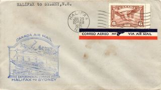Canada 1935 First Flight Cover Halifax To Sydney,  N.  S.  B/s With 6c Sg355