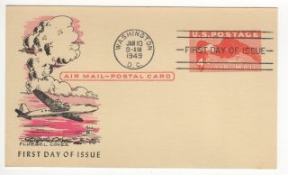 Sss: Fluegel Postal Card Fdc 1949 4c Eagle In Flight Sc Uxc1