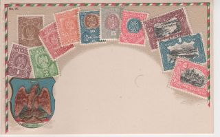 " Mexico " Stamp Embossed Early Postcard -
