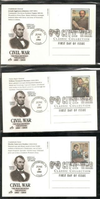 Us Sc Ux200 - Ux2119 Civil War.  Set Of 20 Postal Cards Fdc.  Artcraft Cachet
