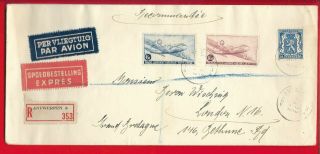 Belgium 1946? Air Express Registered Cover Antwerp To London England