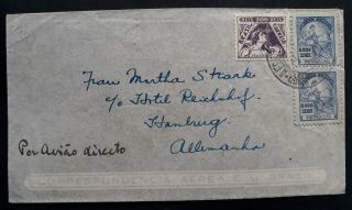 Scarce C.  1934 Brazil Airmail Cover Ties 3 Stamps To Hamburg Germany