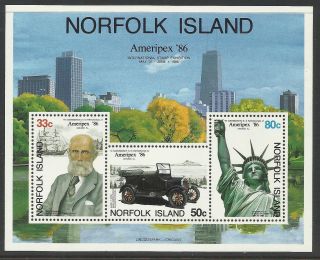 Norfolk Is 1986 Ameripex Exhibition Souvenir Sheet Mnh