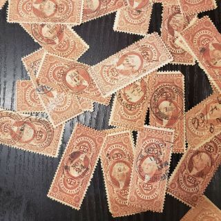 90,  U.  S.  Revenue Stamp 25c Cancels,  from an Estate.  in U.  S.  (E21) 6