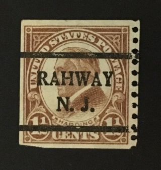 Rahway,  Jersey Precancel - 1½ Cents Harding Coil (u.  S.  598) Nj