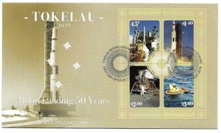 2019 Tokelau - 50th Anniversary Of Moon Landing Minisheet On Fdc