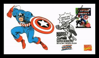 Dr Jim Stamps Us Captain America Marvel Comic Book Heroes First Day Cover