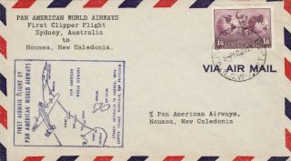 Australia : Pan American Airways First Flight Cover To Caledonia (1947)