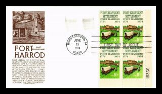 Us Cover Fort Harrod Kentucky Fdc Plate Block Anderson Cachet