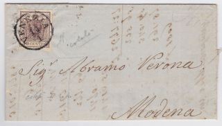 Lombardy Venetia 30c Brown Vertically Ribbed Paper On Letter,  Signed T21702