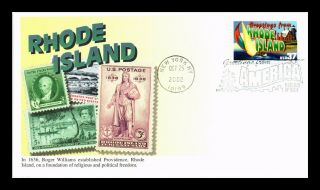 Dr Jim Stamps Us Rhode Island Greetings From America First Day Mystic Cover