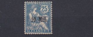 French Colonies Alexandria 1921 - 23 S G 44 10m On 25c Blue Mh
