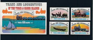 D278994 Trams & Locomotives Mnh,  S/s Turks & Caicos Islands