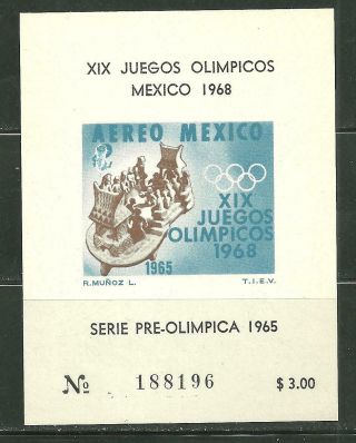 Mexico C311a Mnh Imperf S/s 19th Olympics Mexico City