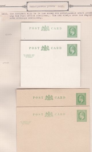 Gb Postal Stationery: Postcard - 1911,  1/2d Cards; Cp52b,  53b,  54b 55b ;.