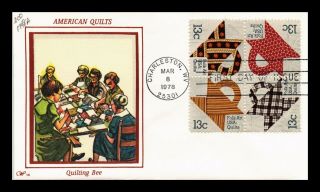 Us Cover American Quilts Folk Art Quilting Bee Fdc Setenant Western Silk Cachet
