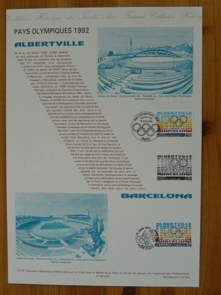 Olympic Games Albertville Barcelona Joint Issue Fdc Folder Engraving 17 - 1992
