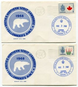 Canada Nwt Yellowknife 1968 Arctic Scout Jamboree - Two Cachet Covers -