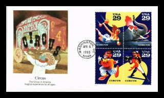 Dr Jim Stamps Us American Circus Block Of Four First Day Cover Fleetwood