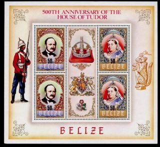 99 Cent Belize 1984 House Of Tudor Prince Albert&queen Victoria Sheet Of 4
