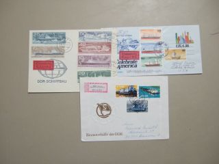 Three Germany Registered Express Covers With Ship Sets.  One Aerogramme