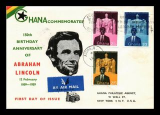 Dr Jim Stamps President Lincoln Fdc Combo Ghana European Size Cover