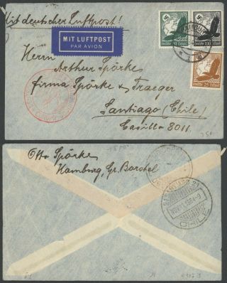 Germany 1934 - Air Mail Cover Hamburg To Santiago Chile D45