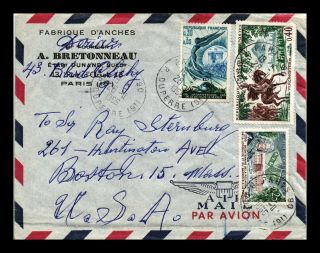 Dr Jim Stamps Paris France Airmail Tied Multi Franked European Size Cover