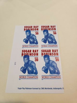 Scott 4020 Plate Block Of 4 Sugar Ray Robinson 39 Cent Stamp Mnh