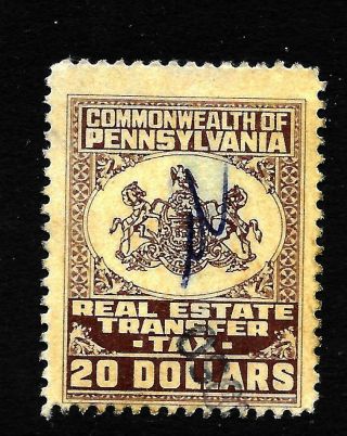 Hick Girl Stamp - U.  S.  State Of Pennsylvania $20 Real Estate Tax Y1845