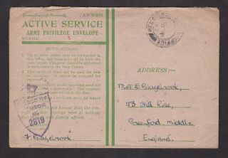 Gb Great Britain 1945 Passed By Censor Active Service Cover Letter