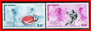 Chad 1972 Winter Olympics In Sapporo/japan Mnh Skiing,  Sled